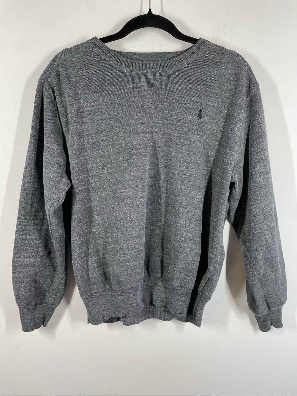 Polo Ralph Lauren Grey Cotton Crewneck Sweater Medium Preppy Old Money Classic